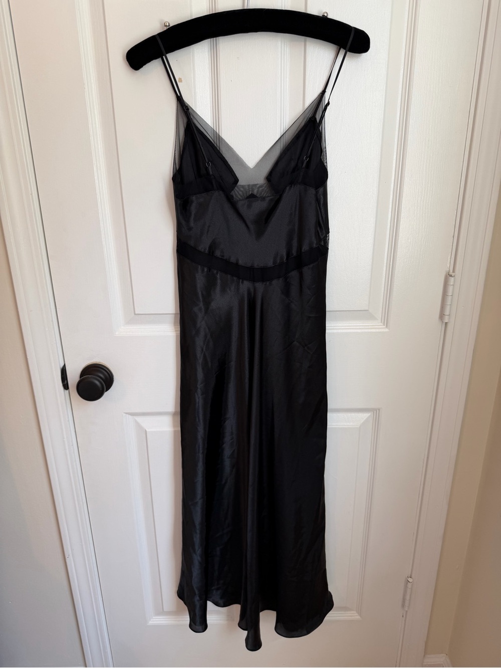 Victoria's Secret Black Long Silky Slip with Mesh Trim - Picture 7 of 10